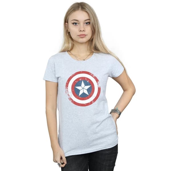 Marvel Womens/Ladies Captain America Civil War Distressed Shield Cotton T-Shirt