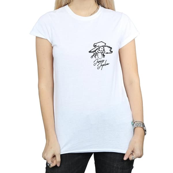 Janis Joplin Womens/Ladies Outline Sketched Cotton T-Shirt