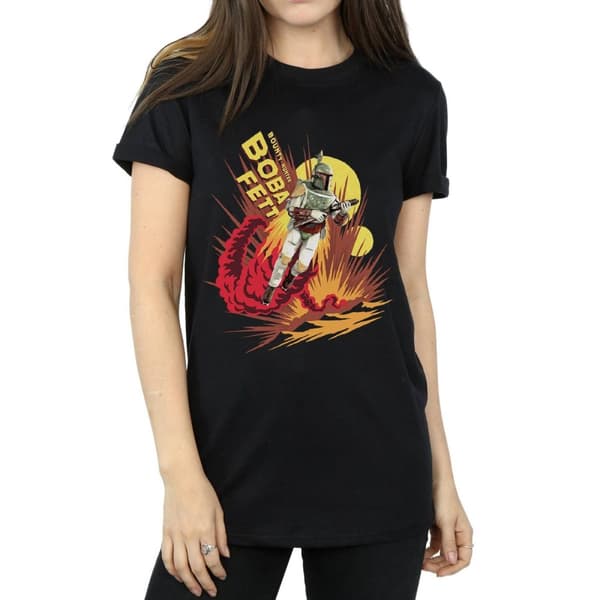 Star Wars Womens/Ladies Boba Fett Rocket Powered Cotton Boyfriend T-Shirt