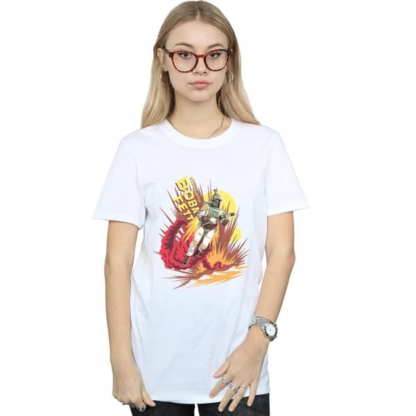 Star Wars Womens/Ladies Boba Fett Rocket Powered Cotton Boyfriend T-Shirt