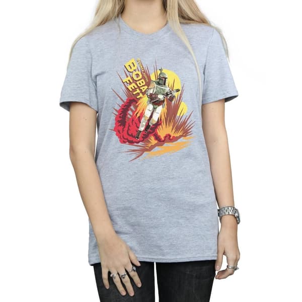 Star Wars Womens/Ladies Boba Fett Rocket Powered Cotton Boyfriend T-Shirt