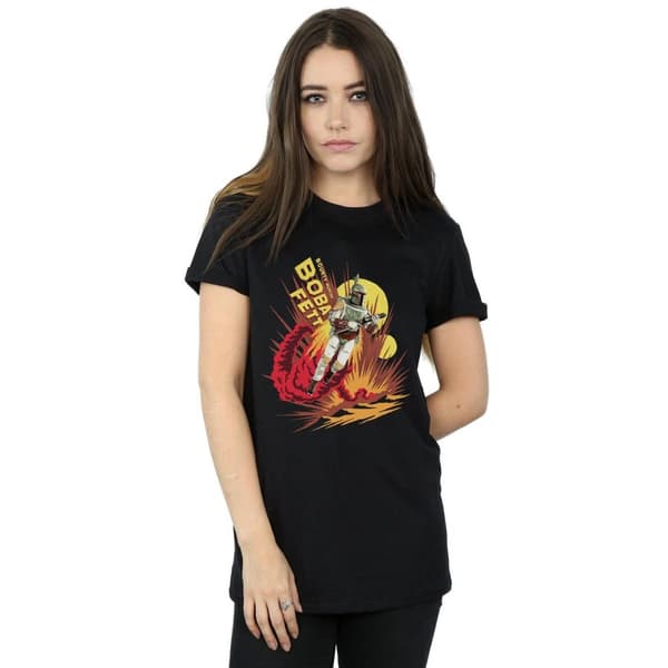 Star Wars Womens/Ladies Boba Fett Rocket Powered Cotton Boyfriend T-Shirt