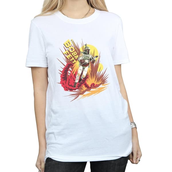 Star Wars Womens/Ladies Boba Fett Rocket Powered Cotton Boyfriend T-Shirt