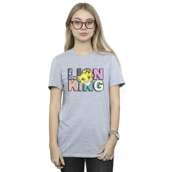 Disney Womens/Ladies The Lion King Pattern Logo Cotton Boyfriend T-Shirt