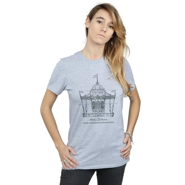 Disney Womens/Ladies Mary Poppins Carousel Sketch Cotton Boyfriend T-Shirt