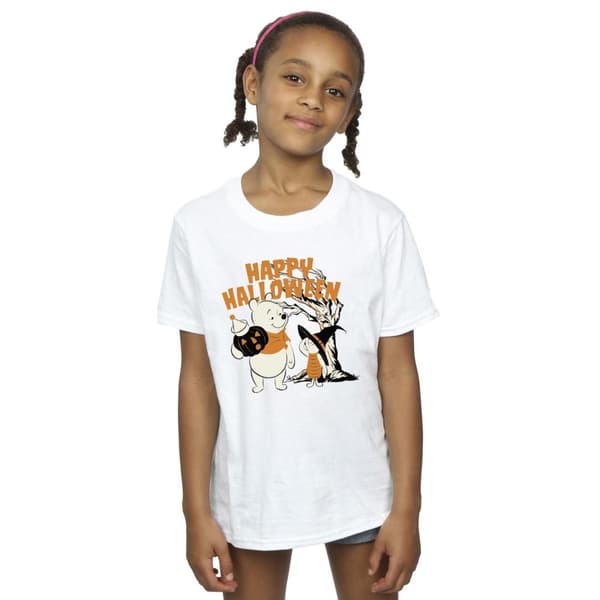 Disney T-shirt i bomull för flickor Winnie the Pooh och Piglet Happy Halloween