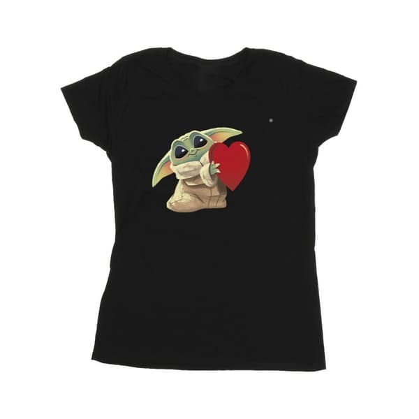 Star Wars Womens/Ladies The Mandalorian The Kids With Heart Cotton T-Shirt Black S