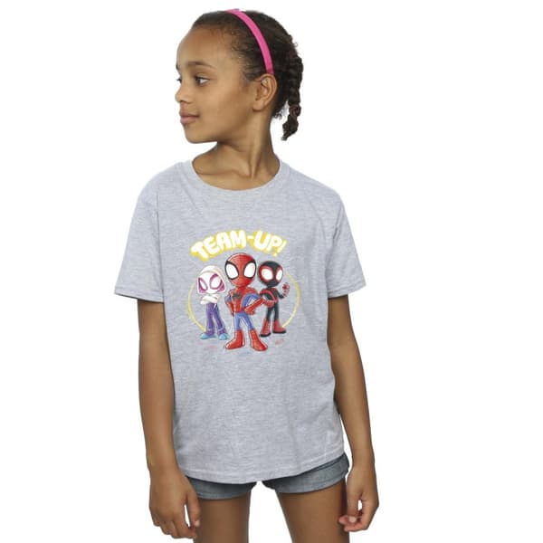 Marvel T-shirt i bomull med skiss av Spidey och hans fantastiska vänner