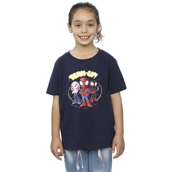 Marvel T-shirt i bomull med skiss av Spidey och hans fantastiska vänner