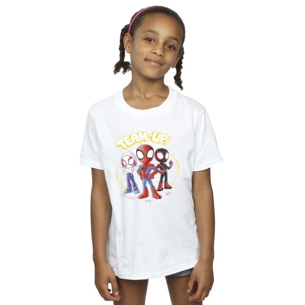 Marvel T-shirt i bomull med skiss av Spidey och hans fantastiska vänner