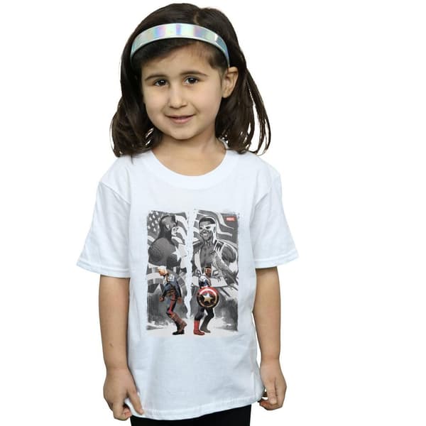 Marvel Girls Falcon And Captain America Split Cotton T-Shirt