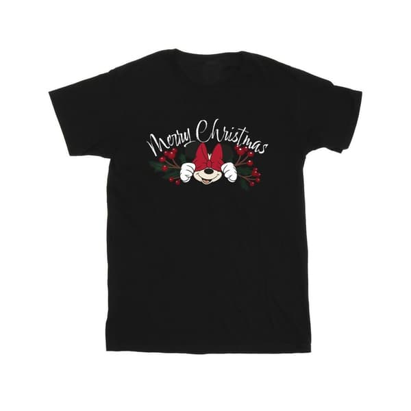 Disney Boys Minnie Mouse Christmas Holly T-Shirt Black 5-6 Years