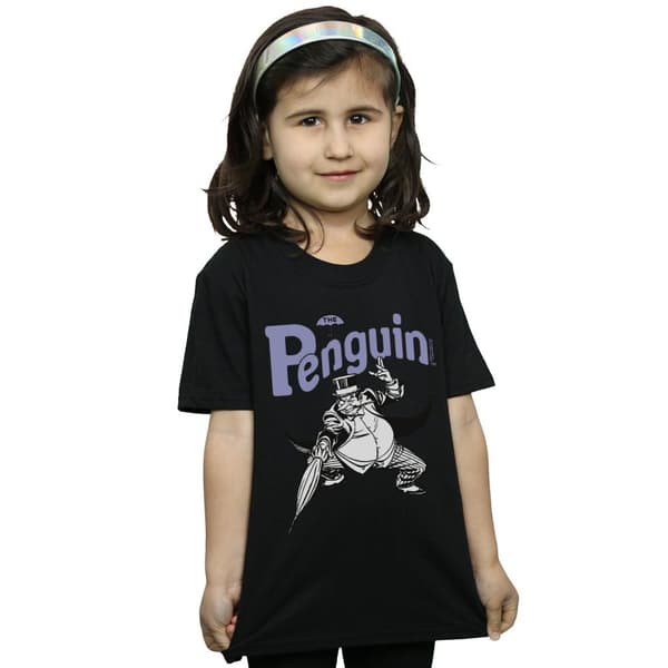 DC Comics Girls Penguin Mono Action Pose Cotton T-Shirt