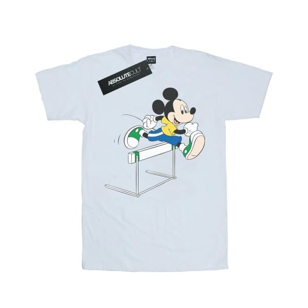 Disney Womens/Ladies Mickey Mouse Hurdles Cotton Boyfriend T-Shirt White 3XL