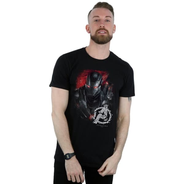 Marvel Mens Avengers Endgame War Machine T-shirt med borstad textur