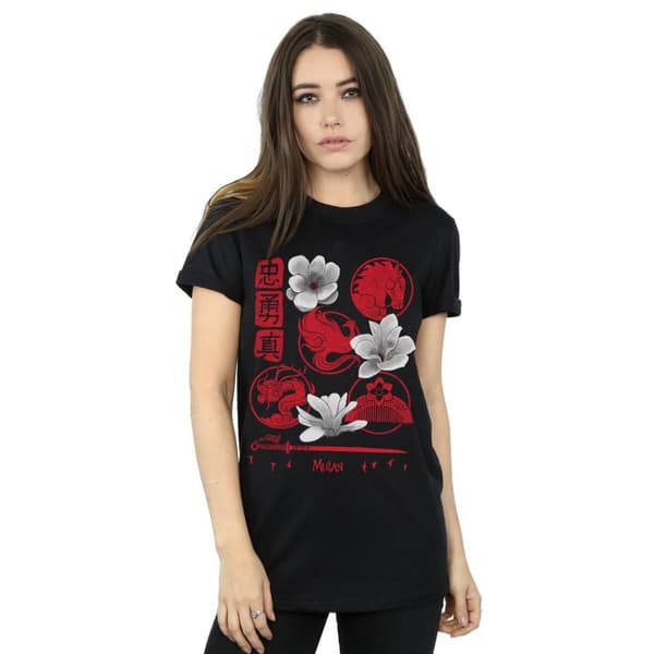 Disney Dam/Lady Mulan Movie Icons Boyfriend T-shirt i bomull