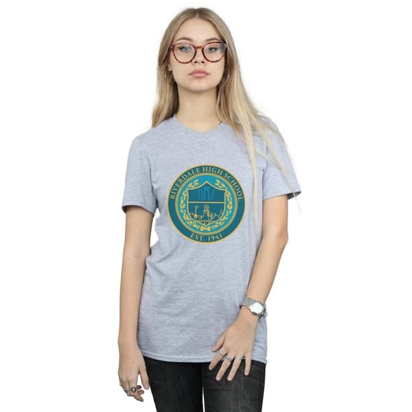 Riverdale Dam/kvinnor High School Crest Boyfriend T-shirt i bomull