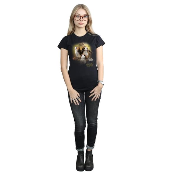 Star Wars Dam/Tjej The Last Jedi Porgs T-shirt i borstad bomull