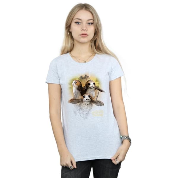 Star Wars Dam/Tjej The Last Jedi Porgs T-shirt i borstad bomull