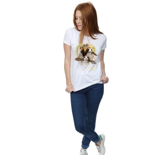 Star Wars Dam/Tjej The Last Jedi Porgs T-shirt i borstad bomull