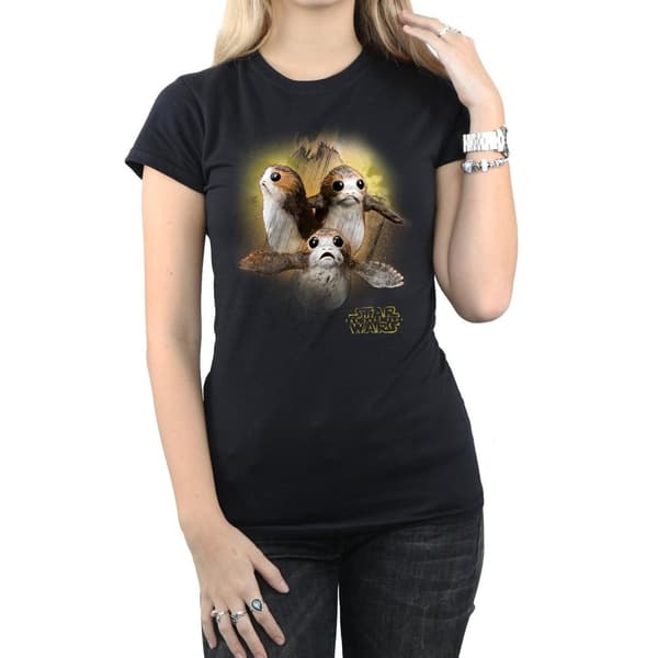 Star Wars Dam/Tjej The Last Jedi Porgs T-shirt i borstad bomull
