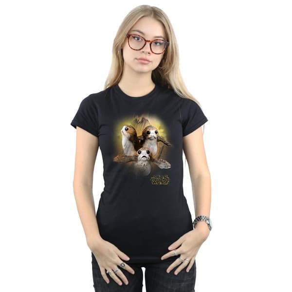 Star Wars Dam/Tjej The Last Jedi Porgs T-shirt i borstad bomull