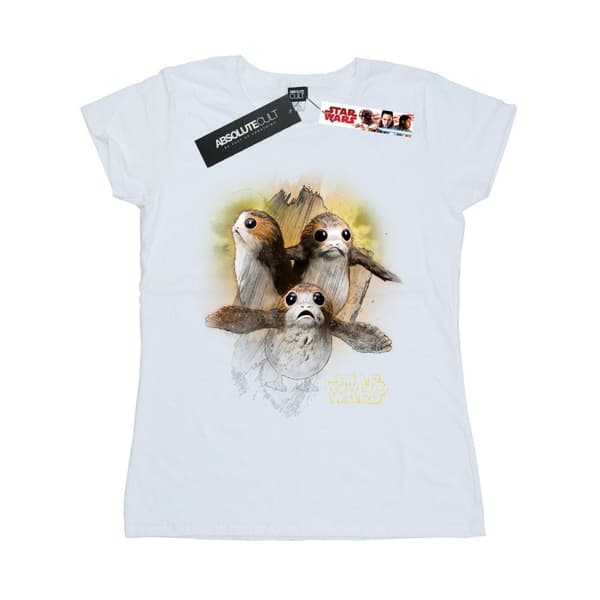 Star Wars Dam/Tjej The Last Jedi Porgs T-shirt i borstad bomull