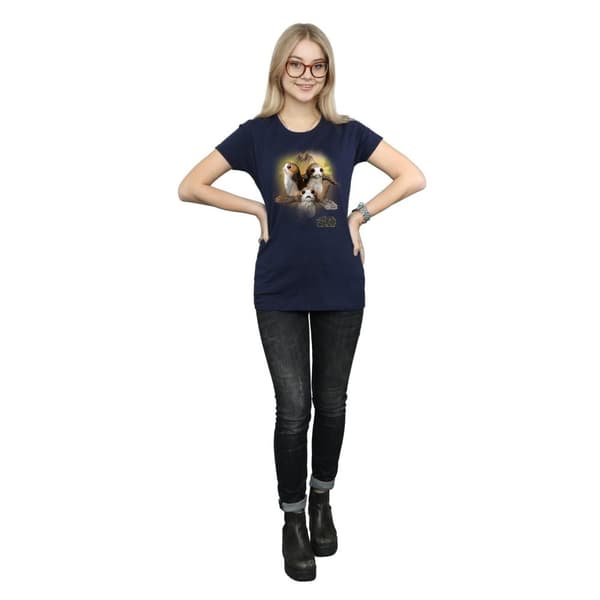 Star Wars Dam/Tjej The Last Jedi Porgs T-shirt i borstad bomull