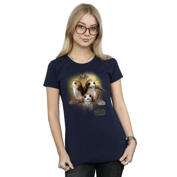 Star Wars Dam/Tjej The Last Jedi Porgs T-shirt i borstad bomull