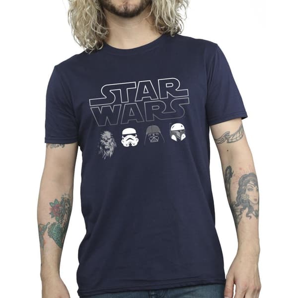 Star Wars T-shirt med karaktärshuvuden för herrar