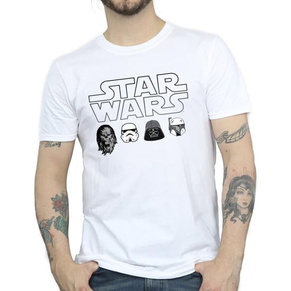 Star Wars T-shirt med karaktärshuvuden för herrar