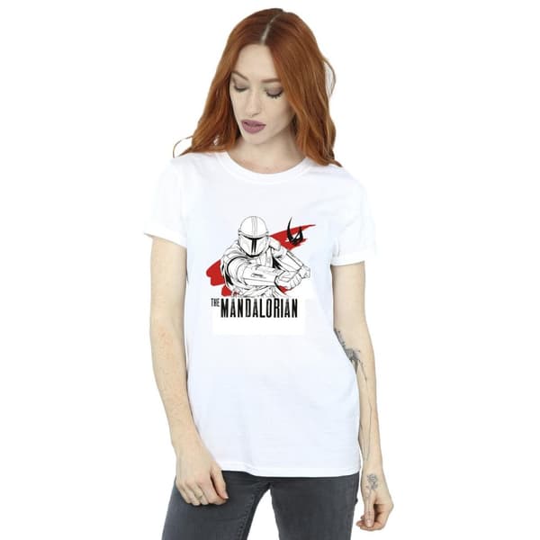 Star Wars Dam/Tjej The Mandalorian Mando Shoots Boyfriend T-shirt i bomull