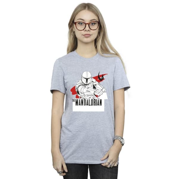 Star Wars Dam/Tjej The Mandalorian Mando Shoots Boyfriend T-shirt i bomull