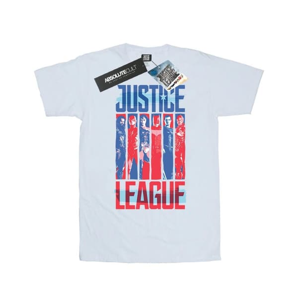 DC Comics Dam/Tjej Justice League Movie Team Flag Bomull Boyfriend T-shirt White XXL