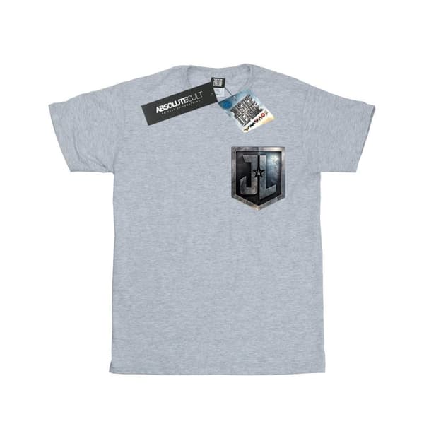 DC Comics Womens/Ladies Justice League Movie Shield Faux Pocket Cotton Boyfriend T-Shirt