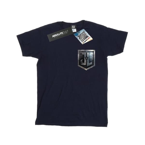 DC Comics Womens/Ladies Justice League Movie Shield Faux Pocket Cotton Boyfriend T-Shirt
