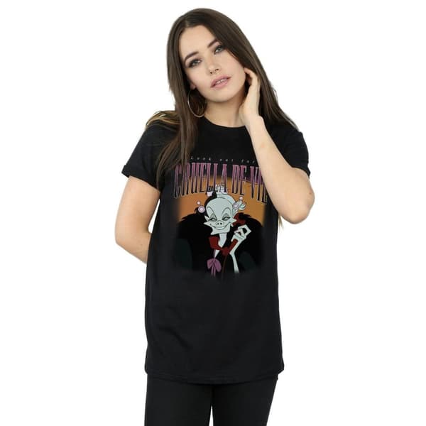 Disney Dam/Tjej Cruella De Vil Homage Boyfriend T-shirt i bomull
