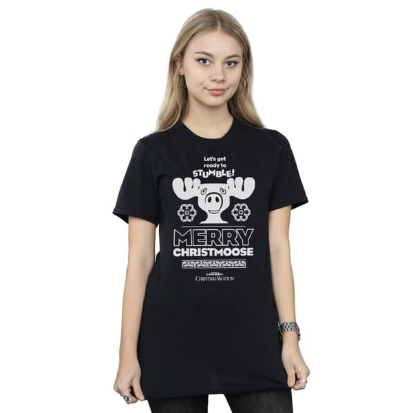 National Lampoon´s Christmas Vacation Womens/Ladies Merry Christmoose Cotton Boyfriend T-Shirt