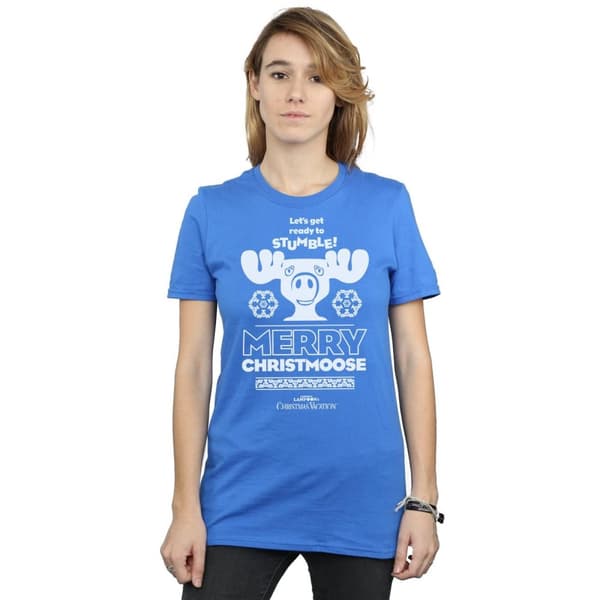 National Lampoon´s Christmas Vacation Womens/Ladies Merry Christmoose Cotton Boyfriend T-Shirt