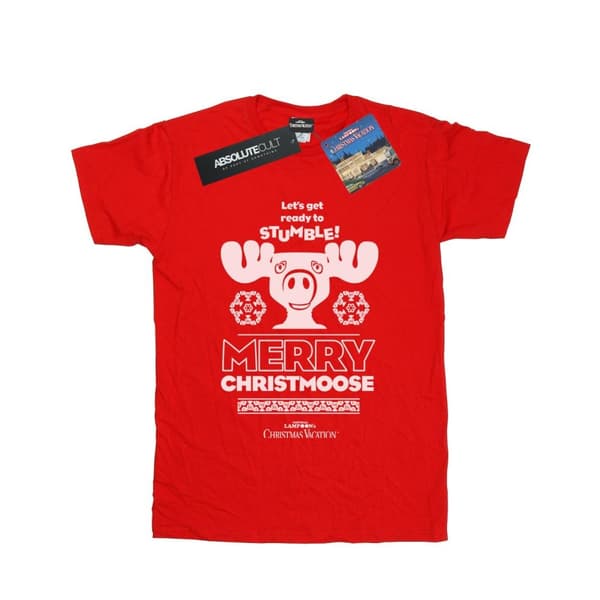 National Lampoon´s Christmas Vacation Womens/Ladies Merry Christmoose Cotton Boyfriend T-Shirt