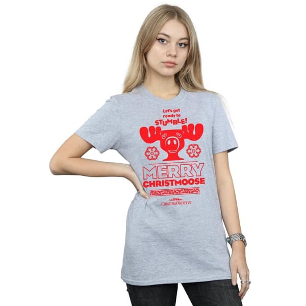 National Lampoon´s Christmas Vacation Womens/Ladies Merry Christmoose Cotton Boyfriend T-Shirt