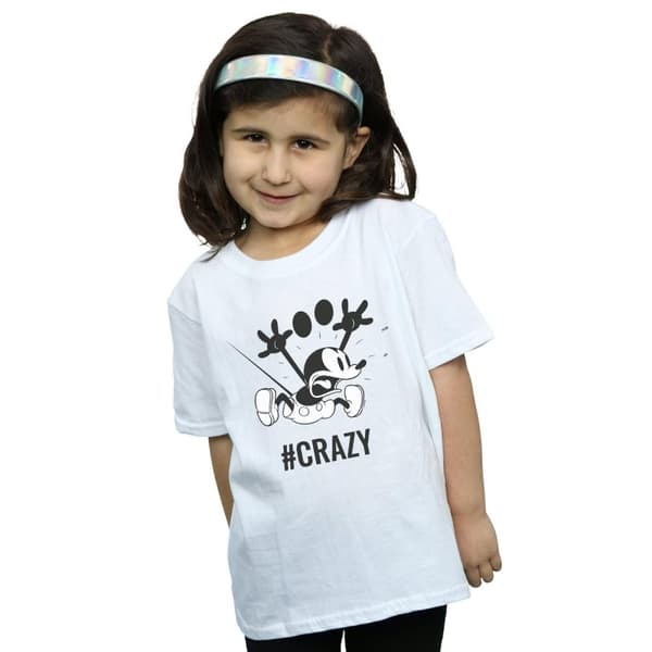 Disney Girls Mickey Mouse #Crazy Cotton T-Shirt