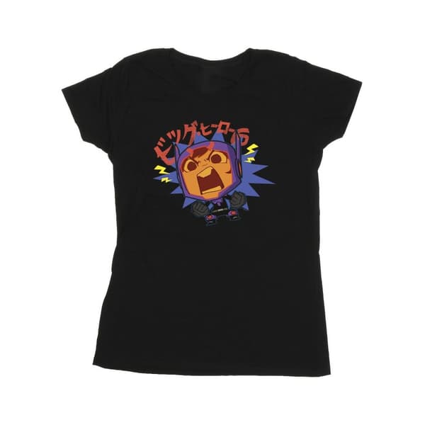 Disney Dam/Tjej Big Hero 6 Baymax Hiro Angry Manga Bomulls-T-shirt