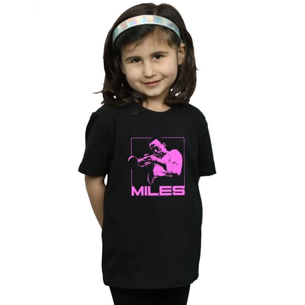 Miles Davis Girls Pink Square Cotton T-Shirt