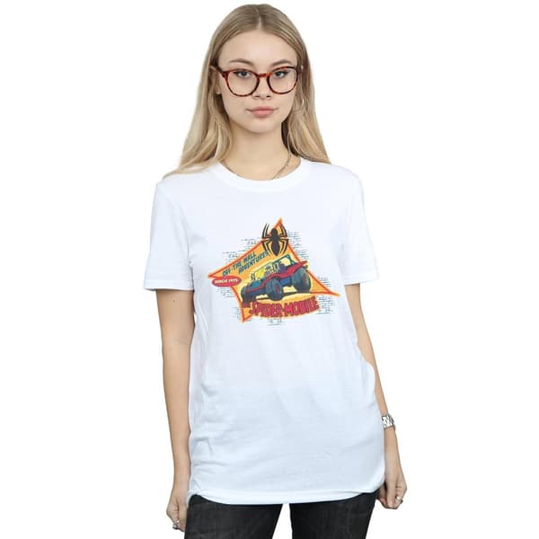 Marvel Dam/Tjej Spider-Man The Spider Mobile Boyfriend T-shirt i bomull
