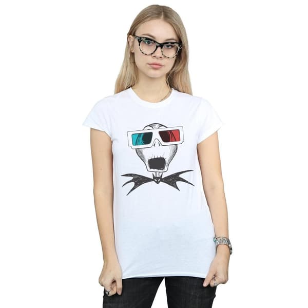 Disney Dam/kvinnor Nightmare Before Christmas Jack Skellington 3D-glasögon T-shirt i bomull