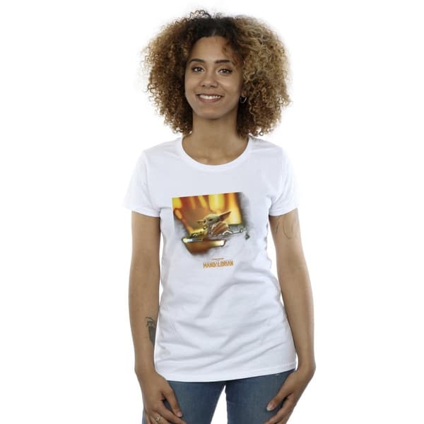 Star Wars Womens/Ladies The Mandalorian Grogu Painted Cotton T-Shirt