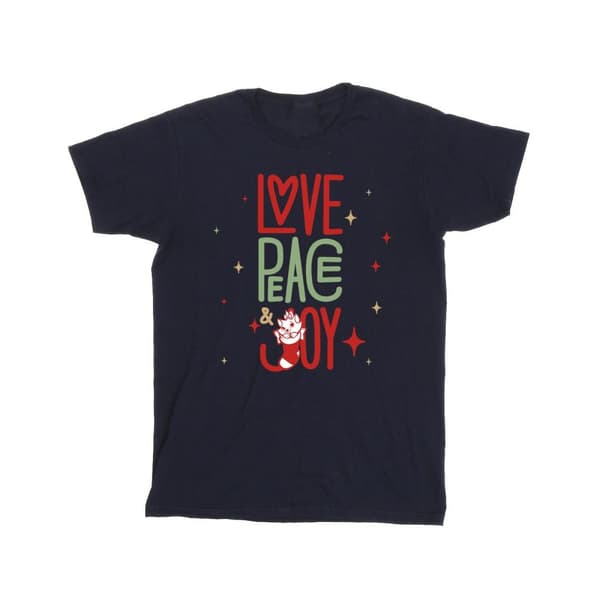 Disney T-shirt i bomull för flickor Aristocats Marie Love Peace Joy Navy Blue 9-11 Years