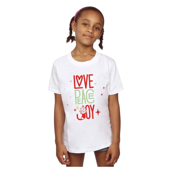 Disney T-shirt i bomull för flickor Aristocats Marie Love Peace Joy