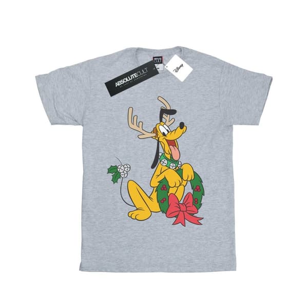 Disney T-shirt i bomull med julren Pluto för flickor Sports Grey 5-6 Years